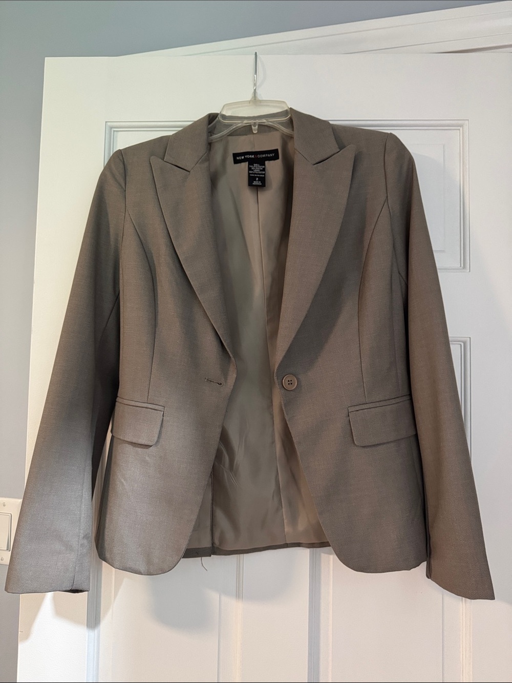 New York & Company Taupe Single-Button Women's Blazer